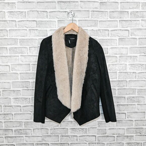 The Kooples Women's Faux Shearling Jacket sherpa lined in black sz Small - Picture 2 of 8